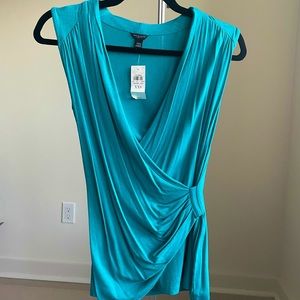NWT XXS Ann Taylor Turquoise wrap tank